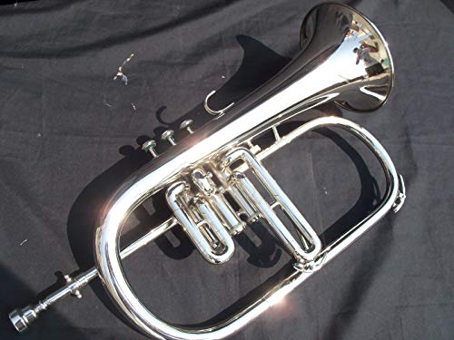 NEW Bb Flat Silver Nickel Flugel Horn With Free Hard Case+Mouthpiece. MRS,2.8
