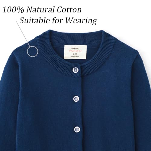 UMELOK Girls' Cardigans Sweater Cotton Button Solid Long Sleeve Knit Sweaters2