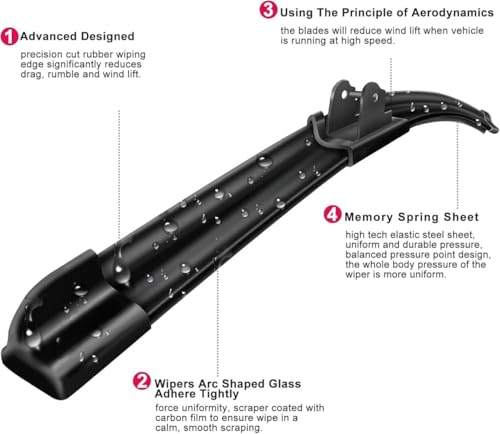Image of Frameless Rubber Car Wiper Blades Set of 2 Compatible with (Maruti Alto (2010-2015) (D-18,P-16))