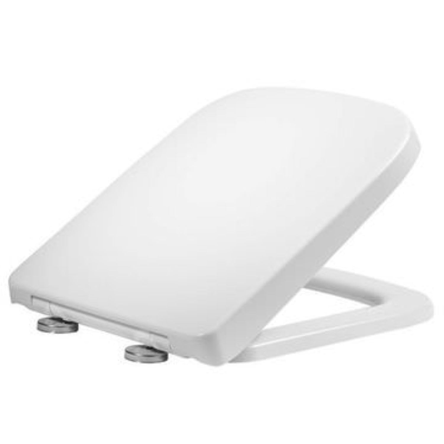 Rectangular Square Toilet Seat Soft Close Quick Release Loo Seat Easy Cleaning, Easy Installation with Adjustable Hinges White (40.5cm L x 36cm W), Plastic