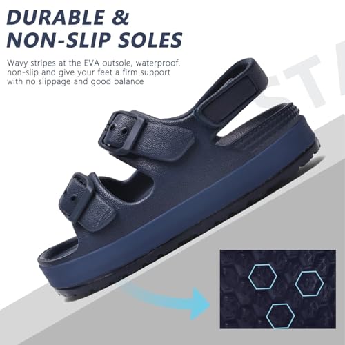 Toddler Boys Girls Double Buckle Sandals Open Toe Flat Slide Kids With Adjustable Back Strap Beach Slippers Children Beach Slippers Children3