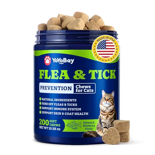 Flea and Tick Prevention for Cats - 200 Soft Chews Natural Cat Fl...