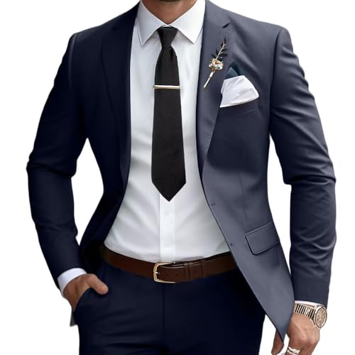 Mens Suits Slim Fit 2 Piece Wedding Prom Tuxedo Classic Blazer Jacket Pants Set