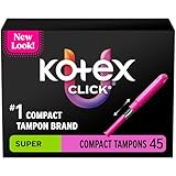 U by Kotex Click Compact Tampons, Super Absorbency, Unscented, 45 Count