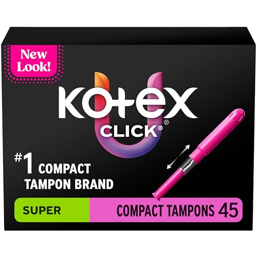 U By Kotex Click compact tampons, super absorbency, unscented, 45 count (packaging may vary), 45 Count