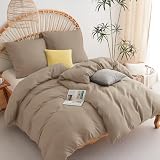 WAVVE Bettwäsche 135x200 4teilig Khaki - 2 Bettbezüge 135 x 200 cm mit 2 Kissenbezüge 80x80 cm, ÖKO-TEX Bettwäsche-Sets aus Mikrofaser mit Reißverschluss Weich