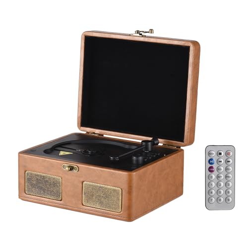 POENVFPO Reproductor de CD Retro, Reproductor de CD Portátil con Altavoces Integrados, Batería Recargable de 2000 MAh, Transmisión Inalámbrica de Música para el Hogar (Brown)
