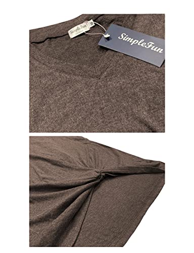 Image of SimpleFun Womens Tops Long Sleeve Shirts V Neck Loose Twist Knot Fall Tunic