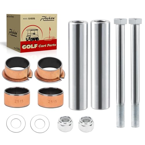 Roykaw EZGO TXT/PDS Kingpin Spindle Bushing Kit for 2001-Up Golf Cart Models, Replaces OEM # 70648-G01, 70745-G01, 614034