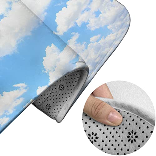 Badezimmerteppich-Set, 3-teilig, Blauer Himmel, weiße Wolke, Naturlandschaft, waschbare Badteppiche, rutschfest, mit Rückenpolster, Konturteppich und Toilettendeckelbezug – Bild 5