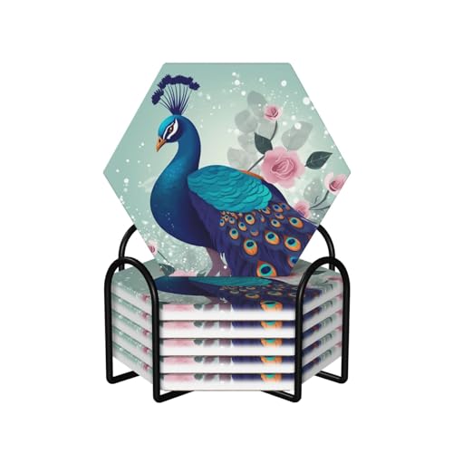 Dessous de verre céramique absorbants lot de 6 avec support pour table - 2