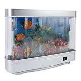 Asixxsix Lámpara de Acuario de Peces Tropicales Artificiales, Imágenes Decorativas en Movimiento, Luz Nocturna de Océano Virtual con Animación Dinámica de Vida Marina para Sala de (Enchufe europeo