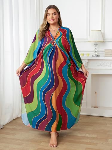 Image of Kaftan Dress for Women - Plus Size Caftan Maxi Beach Dress Moo Moos Loungewear, Swimsuit Cover Up for Beach, Pool or Vacation