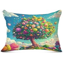 Candy Tree Green Pillowcase for Hair and Skin Body Plush Pillow Case Standard Size 20"X 26" Bed Pillowcases with Zipper for Women