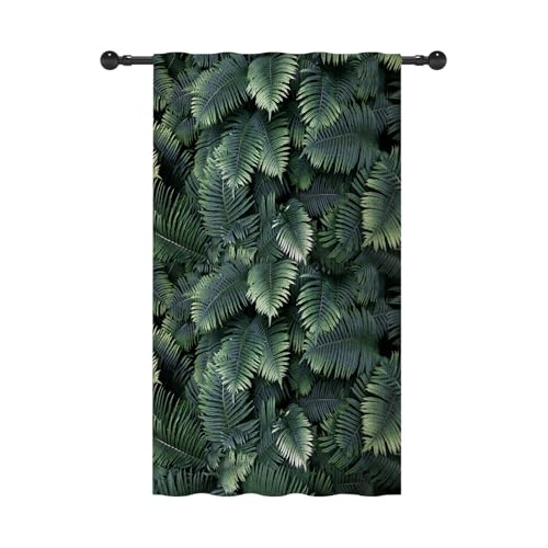 YONGFOTO 117x229cm Hoja Tropical Cortinas Opacas para Dormitorio Hojas de Helecho Selva Bolsillo Superior para Varilla Cortinas para Sala de Estar habitación Infantil Decor Juego de 1 Panel