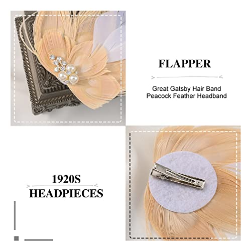 Fashey Peacock Feather Hair Clips Flapper Headpieces 1920S Feather Head Band Great Gatsby Head Bands Roaring 20S Headband Party Hair Accessories For Women And Girls (Pack Of 1) #TOP4
