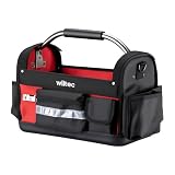Wiltec Sac à outils 29 poches – 40 x 20 x 28 cm – pliant – 1680D – avec Bandoulière réglable, Poignée, Poches intérieures et extérieures – Sacoche à outils multi-poches pour outillage