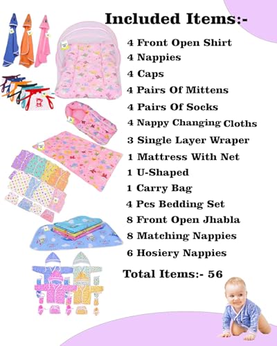 Image of Toddylon Flat Bed 56 in 1 Baby Products All New Born Combo (Multicolour, 0-6 Months)