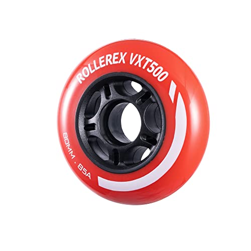 Image of Rollerex VXT500 Inline Skate Wheels (8-Pack) (Rocket Red, 80mm)