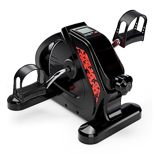 Upgraded Pedal Exerciser Heavy-Duty Metal Flywheel Under Desk Bike with LCD Display, Mini Stationary Bikes for Home Office Workout, Leg and Arm Training