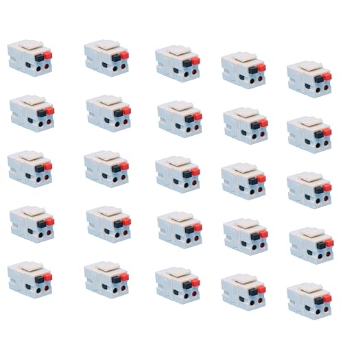 diyTech Speaker Keystone Jack – Spring Loaded Speaker Jack for Keystone Wall Plate, Female to Female, for Home Theater Wall Plates - White (25-Pack)