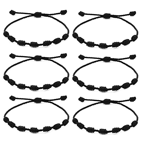 6 Pieces Handmade Knots Red Black Evil Eye Bracelets for Protection and Good Luck, Adjustable Kabbalah Friendship String Bracelets for Women Men
