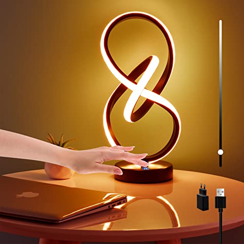 BRIMETI Lampe de Chevet Lampe de Table Touch Dimmable Spirale, LED Tactile à Intensité Variable 3000K Lumière Blanche Chaude, Conception en Moderne 12W, Adaptée à la Chambre, Fête, Salon (Noir) Cover