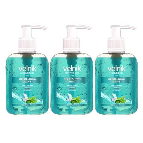 Image of Shower Gel With Refreshing Mint Gentle Cleansing Hydrates Refreshment Skin Body Wash for Women & Men with Skin Conditioners for Radiant Glow & Moisturised - 250ml - Pack Of 3