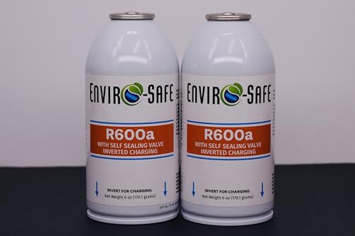 ENVIRO-SAFE R600a Refrigerant -Inverte Self-Sealing Style Top for HVAC & Refrigeration Use | 99.7% Purity | EPA Approved Hydrocarbon-2pk-6oz-Cans Only