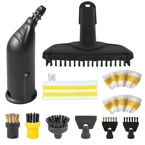 11 Piezas Accesorios para Limpiador de vapor Kärcher SC1 SC2 SC3 SC4 SC5,con cepillo redondo, cepillo plano, boquilla curvada, cepillo de vapor manual, cepillo redondo grande, funda de paño de