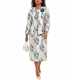 Women's 3 Piece Church Dress Suits for Formal Occasion Party Elegant Jacquard Embroidery Mother of the Bride Dress
