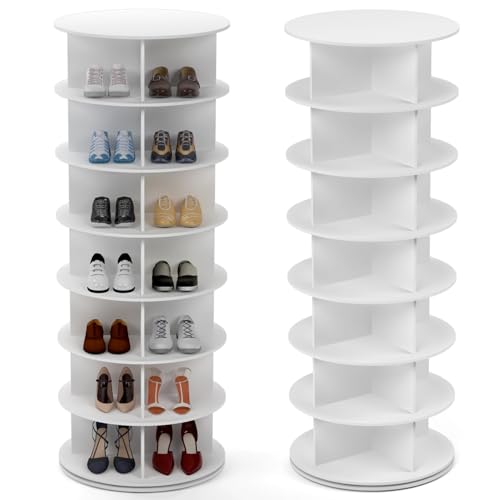 PTUWODS Armoire à Chaussures rotative à 360 degrés, carrousel Rond, Sac à Main Vertical, Organisation de l'armoire à Chaussures (7 Niveaux)
