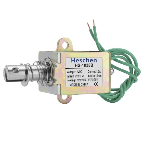 Heschen DC 12V Solenoid Electromagnet, 1.2A 18N Max Force, 10mm Stroke