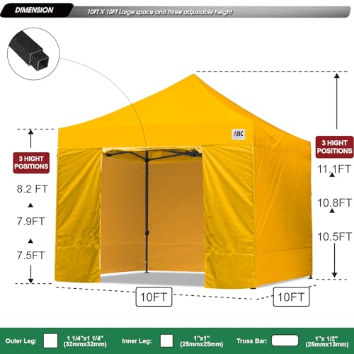 Image of ABCCANOPY Heavy Duty Easy Pop up Canopy Tent with Sidewalls 10x10, Gold