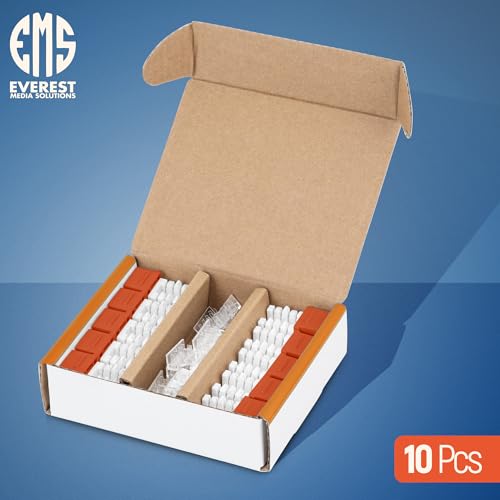 Image of Everest 90 Degree RJ45 Cat6A Keystone Jacks Slim Profile 10-Pack Orange | Compatible with 90 Angled Speed Termination Tool - easyJACK (B094WB91H3)