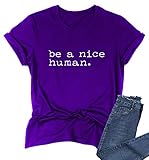 BABEGO Womens Cute Funny T-Shirts Graphic Tees Short Sleeve Purple Large