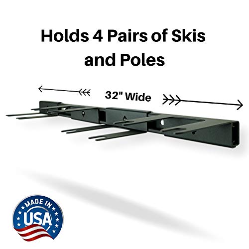 Koova Ski Rack For Garage Wall Storage | Indoor Ski Storage Racks | Ski Rack Garage Storage For Shed Organization | Pole Ski Holder & Winter Sports Organizer For Garage | Ski Hooks For Wall | Usa Made #TOP3