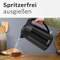 Bosch kabelloser Wasserkocher DesignLine TWK3P423 DesignLine kabelloser Wasserkocher, Ausgießen ohne Spritzer, Tassenanzeige, Wasserstandsanzeige, Überhitzungsschutz, 1,7 L, 2400 W, schwarz – Ansicht 6