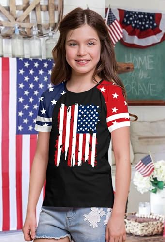 Image of Ithalt Boys Girls USA Shirts Kids 4th of July Shirts American Flag Tshirt Patriotic Top Independence Day Outfit 5-13y