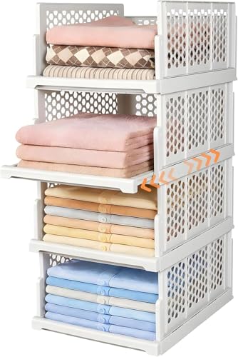 yazi 衣装ケース 引き出し 4個セット 押し入れボックス スライド式 衣装ケース 大容量 引き出し クローゼット 収納台 積み重ね可能 プラスチック タンス tシャツ/洋服/カバン 押し入れ服収納ラック XL