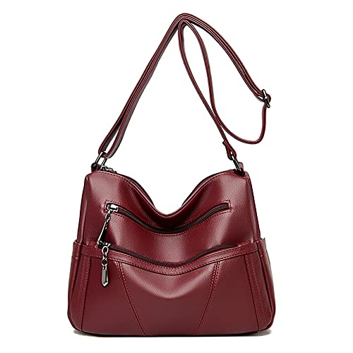 Image of Crossbody Bag for Womens Soft Leather Shoulder Handbag Multi Pockets Ladies Crossbody Purse with Adjustable Shoulder Strap