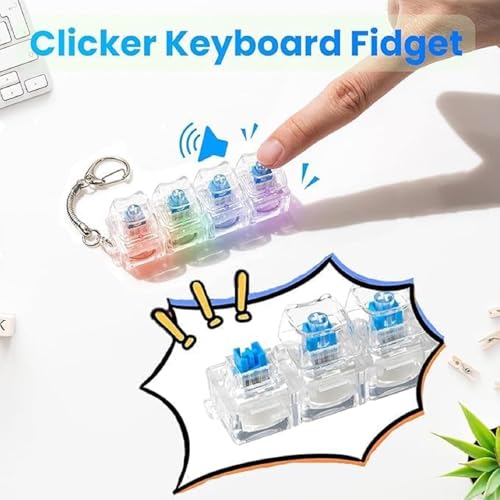 Image of Keyboard Fidget Keychain Clicker Keyboard Fidget Toy Mechanical Keyboard Switch Stress Relief Toy for Office Desk Anxiety Relief Portable Backpack Keyring