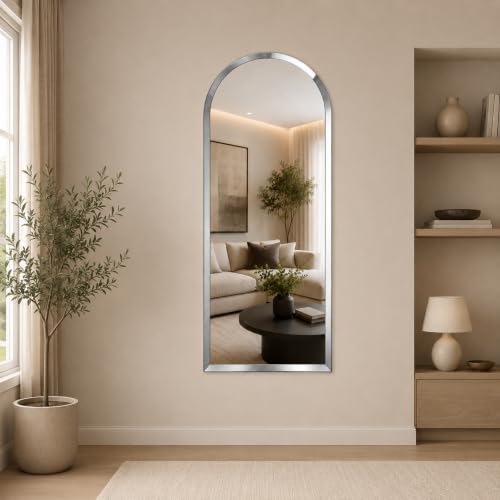 Image of Creative Arts n Frames 5mm Full Length Long Beveled Smooth Edges Frameless Rectangular Wall Mount HD Mirror Home Decor Items (18X48 inch Arch HD Mirror)
