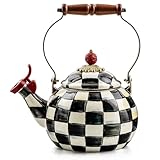 MACKENZIE-CHILDS Enamel Whistling Tea Kettle, Decorative Teapot for Stovetop,...