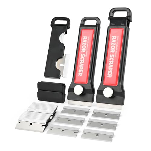 EHDIS Grattoir Plaque Vitrocéramique Set, 2 Racloir avec 20 Pièce Lames de Rechange, Nettoie, Grattoir Plaque Induction Décolle Les Salissures et Résidus...