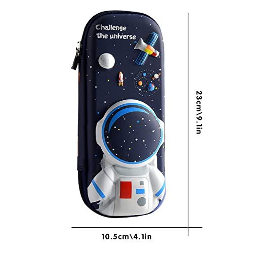 Image of 3D Astronaut Pencil Case for Kids Boys, Waterproof Pencil Box with Compartments Pen Pouch (Dark Blue)