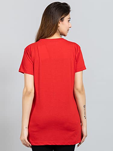 Image of Magknit Fancy Printed Both Side Cut Cotton Blend Half Sleeves and Lightwiegt Trendy Summer Long T Shirt for Women
