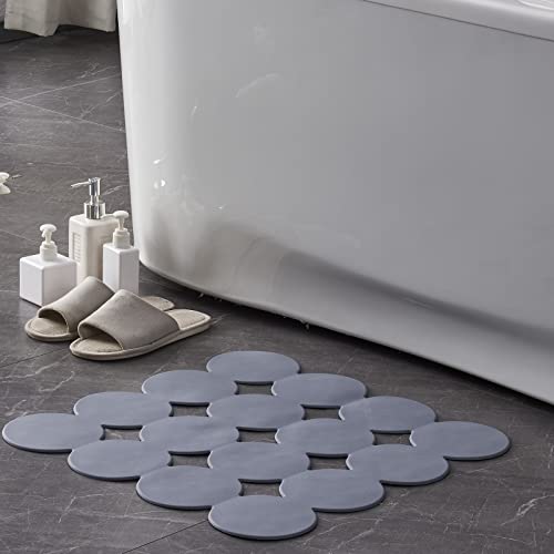 Webos Anti Slip Shower Mat: Natural Rubber Non Slip Bath Mat For Tub With Strong Suction Cups Bathtub & Tub Mats For Elderly And Kids Bathroom Square Shower Floor Stall Matt (Grey, 21X21) #TOP3