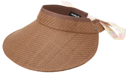 Hurley Women's Straw Visor - Sorrento Wide Brim Sun Visor, Size One Size, Brown #TOP6