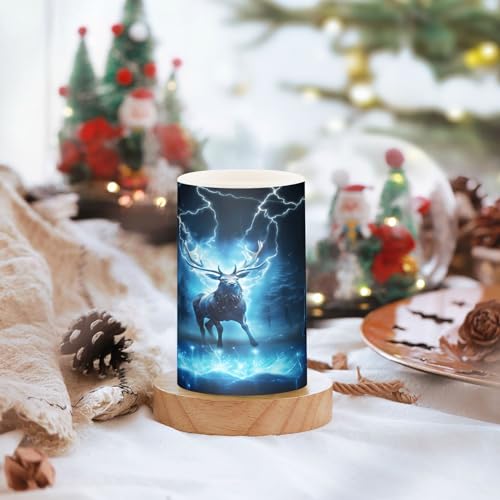 Image of ALAZA Deer Night Flickering Flameless Candles Battery Operated with Remote Timer,Tea Light Candles LED Pillar Votive Candles Set of 2 for Outdoor Indoor Decorations